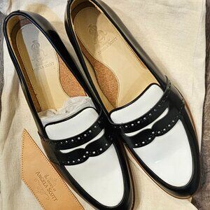 Office of Angela Scott classic black and white loafers, size 41